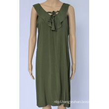 Women Casual Dress with Flounce Neck